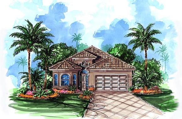 Florida, Mediterranean House Plan 60498 with 2 Beds, 2 Baths, 2 Car Garage Elevation
