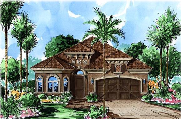 Florida, Mediterranean House Plan 60501 with 2 Beds, 2 Baths, 2 Car Garage Elevation
