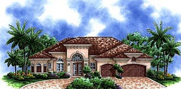 Florida, Mediterranean House Plan 60511 with 3 Beds, 3 Baths, 3 Car Garage Elevation