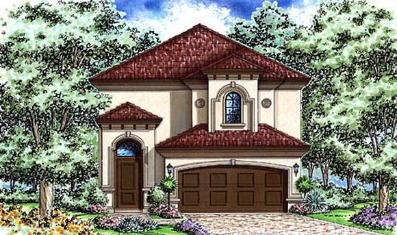 Florida, Mediterranean House Plan 60526 with 2 Beds, 3 Baths, 2 Car Garage Elevation
