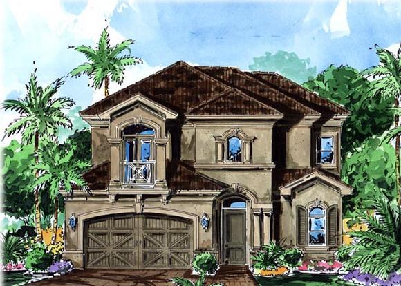 Florida, Mediterranean House Plan 60530 with 3 Beds, 4 Baths, 2 Car Garage Elevation