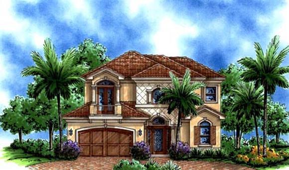 Florida, Mediterranean House Plan 60533 with 4 Beds, 4 Baths, 2 Car Garage Elevation