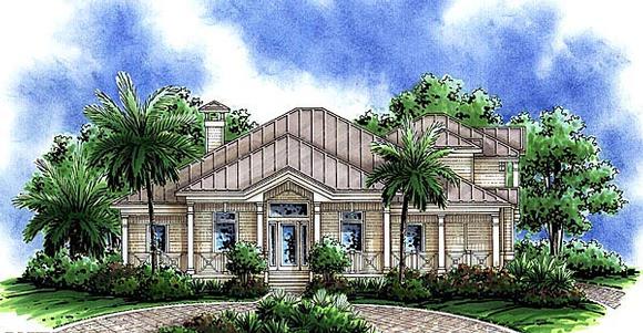 Florida, Mediterranean House Plan 60534 with 4 Beds, 4 Baths, 2 Car Garage Elevation