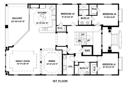 Florida, Mediterranean House Plan 60548 with 4 Beds, 3 Baths, 4 Car Garage First Level Plan