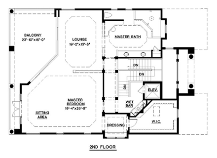 Florida, Mediterranean House Plan 60548 with 4 Beds, 3 Baths, 4 Car Garage Second Level Plan
