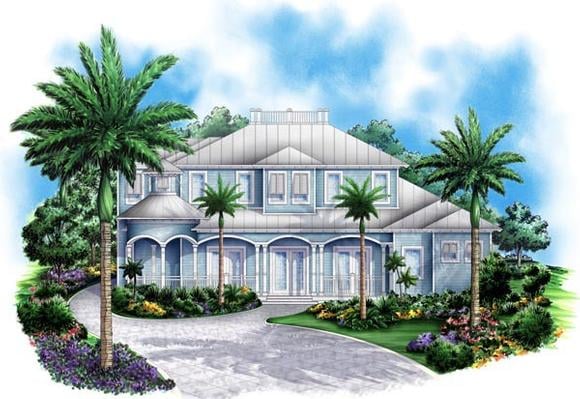 Florida, Mediterranean House Plan 60551 with 4 Beds, 5 Baths, 3 Car Garage Elevation