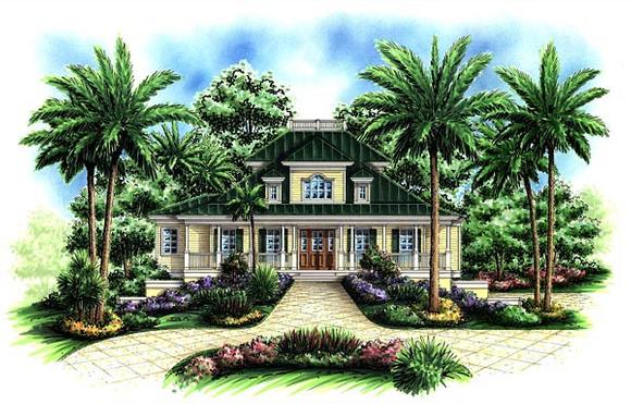 Florida, Mediterranean House Plan 60559 with 3 Beds, 5 Baths, 3 Car Garage Elevation