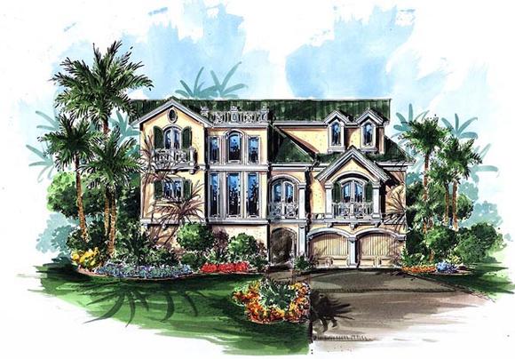 Coastal, Florida House Plan 60560 with 5 Beds, 5 Baths, 2 Car Garage Elevation