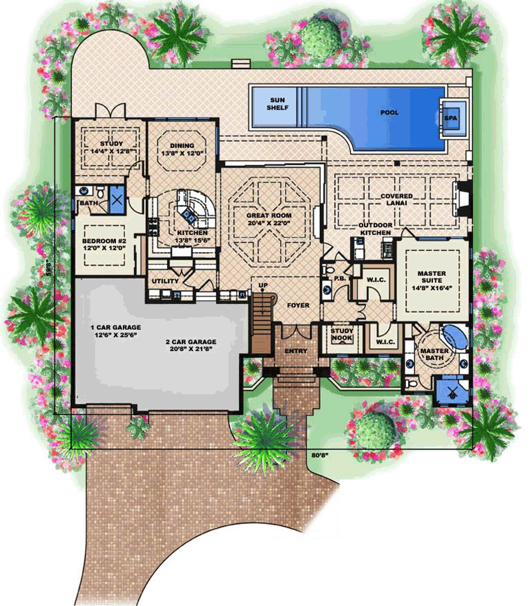 House Plan 60597 - Coastal Style with 3469 Sq Ft, 3 Bed, 3 Bath ...