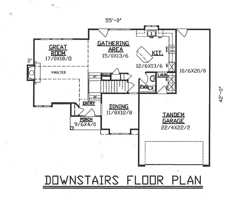 House Plan 60637 with 4 Beds, 2 Baths, 3 Car Garage Level One