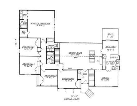 House Plan 60640 with 5 Beds, 4 Baths First Level Plan