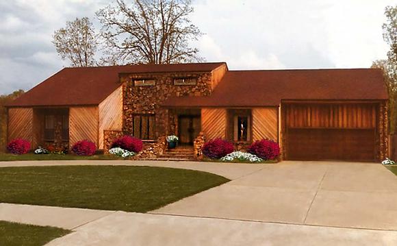 Contemporary, Retro House Plan 60663 with 3 Beds, 2 Baths, 2 Car Garage Elevation