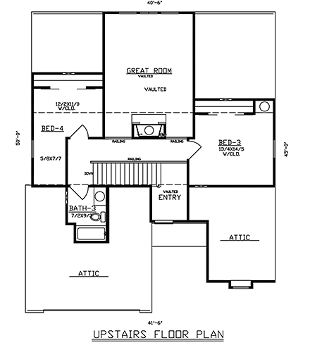 Cottage, Traditional House Plan 60668 with 4 Beds, 3 Baths, 2 Car Garage Second Level Plan