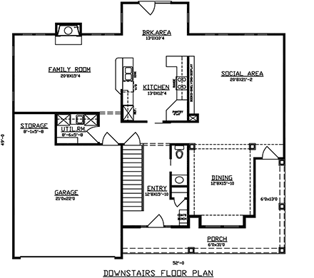 Traditional House Plan 60672 with 4 Beds, 4 Baths, 2 Car Garage First Level Plan