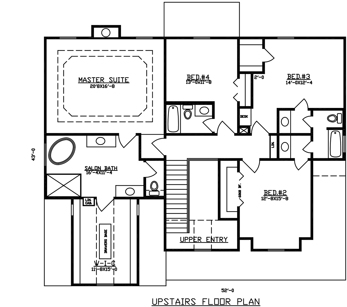Traditional House Plan 60672 with 4 Beds, 4 Baths, 2 Car Garage Alternate Level Two Traditional House Plan 60672 with 4 Beds, 4 Baths, 2 Car Garage Level Two