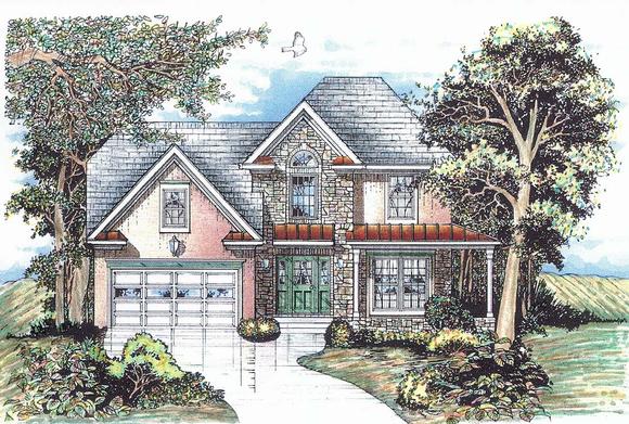 Traditional House Plan 60672 with 4 Beds, 4 Baths, 2 Car Garage Elevation