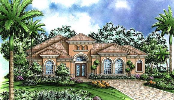 Mediterranean House Plan 60701 with 3 Beds, 4 Baths, 2 Car Garage Elevation