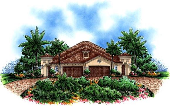 Mediterranean Multi-Family Plan 60705 with 6 Beds, 6 Baths, 4 Car Garage Elevation