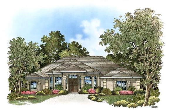 Mediterranean House Plan 60722 with 4 Beds, 3 Baths, 2 Car Garage Elevation