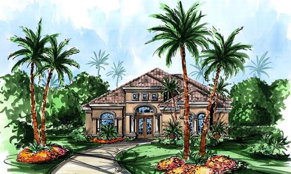 Mediterranean House Plan 60761 with 3 Beds, 4 Baths, 2 Car Garage Elevation