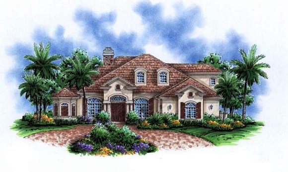 Florida, Mediterranean House Plan 60763 with 6 Beds, 4 Baths, 3 Car Garage Elevation