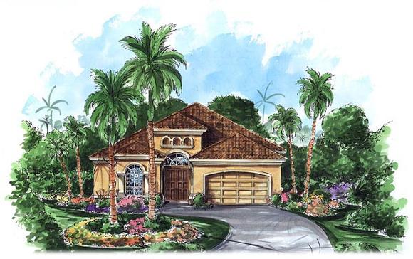 Mediterranean House Plan 60764 with 4 Beds, 3 Baths, 2 Car Garage Elevation