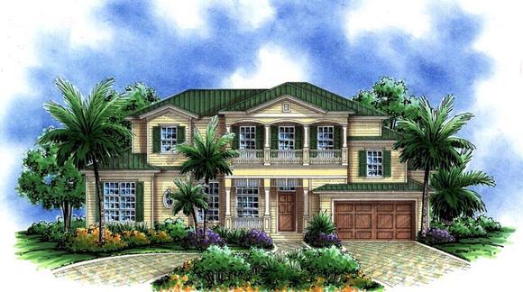 Florida, Mediterranean House Plan 60765 with 3 Beds, 4 Baths, 2 Car Garage Elevation