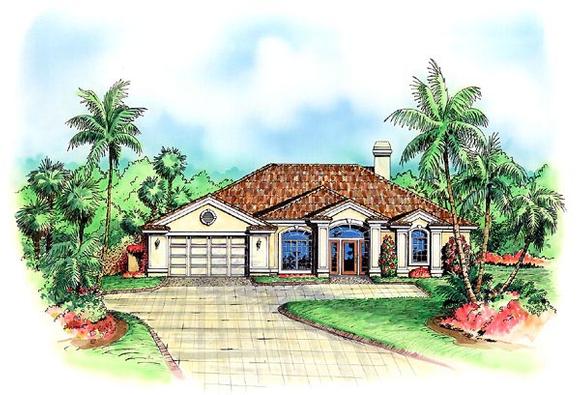 Florida House Plan 60775 with 3 Beds, 3 Baths, 2 Car Garage Elevation