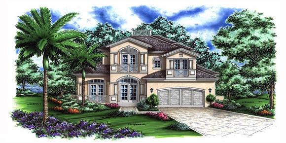 Florida, Mediterranean House Plan 60794 with 4 Beds, 6 Baths, 2 Car Garage Elevation