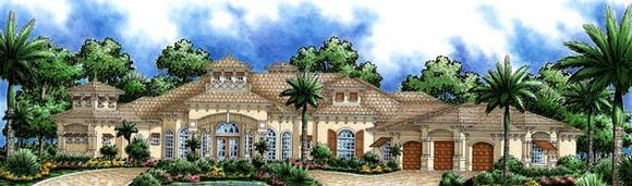 Florida, Mediterranean House Plan 60796 with 3 Beds, 5 Baths, 3 Car Garage Elevation