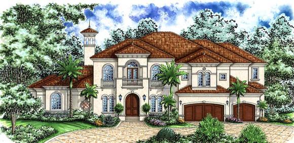 Florida, Mediterranean House Plan 60798 with 4 Beds, 6 Baths, 4 Car Garage Elevation