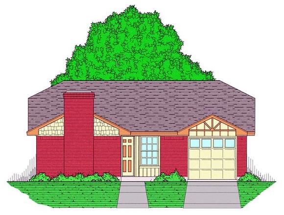 Country, Ranch, Traditional House Plan 60801 with 3 Beds, 2 Baths, 1 Car Garage Elevation