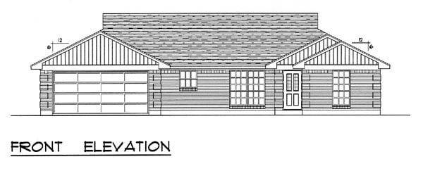 Country, Ranch Plan with 1666 Sq. Ft., 3 Bedrooms, 2 Bathrooms, 2 Car Garage Picture 4