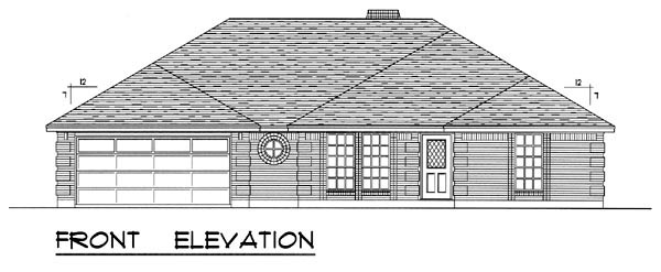 European, Traditional Plan with 1870 Sq. Ft., 3 Bedrooms, 2 Bathrooms, 2 Car Garage Picture 4