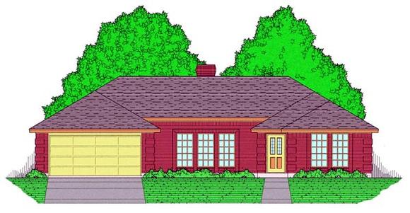 European, Traditional House Plan 60820 with 3 Beds, 2 Baths, 2 Car Garage Elevation