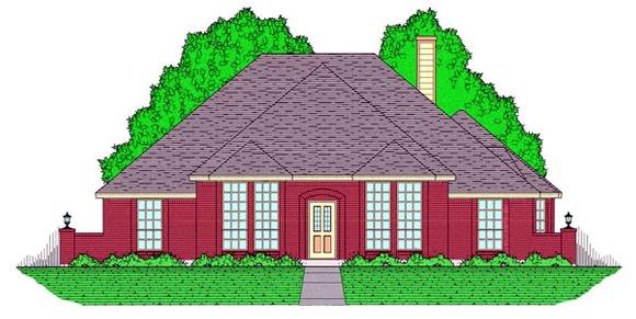 European, Traditional House Plan 60822 with 3 Beds, 2 Baths, 2 Car Garage Elevation