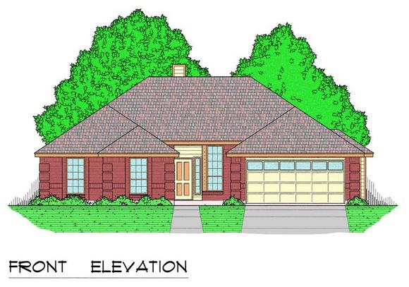 Traditional House Plan 60826 with 4 Beds, 2 Baths, 2 Car Garage Elevation