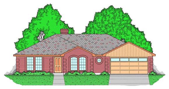 European, Traditional House Plan 60827 with 3 Beds, 2 Baths, 2 Car Garage Elevation