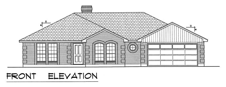 European, Traditional Plan with 1731 Sq. Ft., 3 Bedrooms, 2 Bathrooms, 2 Car Garage Picture 4