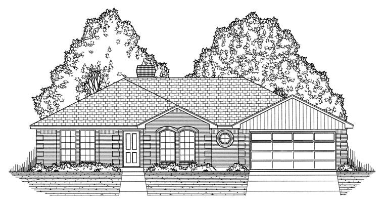 European, Traditional Plan with 1731 Sq. Ft., 3 Bedrooms, 2 Bathrooms, 2 Car Garage Picture 5