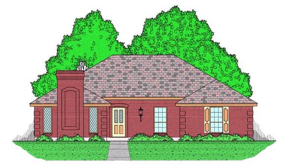 European, Traditional House Plan 60829 with 3 Beds, 2 Baths, 2 Car Garage Elevation