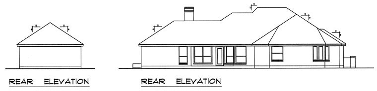 Tudor House Plan 60830 with 3 Beds, 3 Baths, 2 Car Garage Rear Elevation