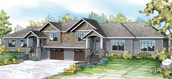 Bungalow, Contemporary, Cottage, Country, Craftsman Multi-Family Plan 60910 with 6 Beds, 6 Baths, 2 Car Garage Elevation