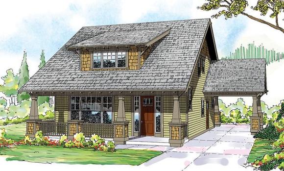 Bungalow, Cape Cod, Cottage, Country, Craftsman House Plan 60911 with 3 Beds, 3 Baths, 2 Car Garage Elevation