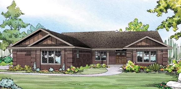 Contemporary, Ranch, Traditional, Tudor House Plan 60917 with 3 Beds, 3 Baths, 3 Car Garage Elevation