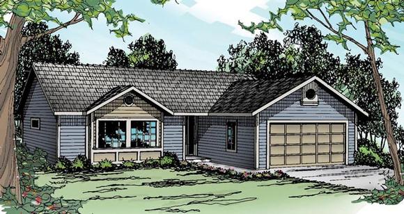 Country, Ranch, Traditional House Plan 60920 with 3 Beds, 2 Baths, 2 Car Garage Elevation