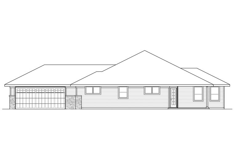 Bungalow, Contemporary, Craftsman, Prairie Style, Ranch Plan with 2091 Sq. Ft., 3 Bedrooms, 2 Bathrooms, 2 Car Garage Picture 3