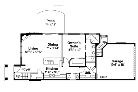 Florida, Southwest House Plan 60932 with 3 Beds, 3 Baths, 2 Car Garage First Level Plan