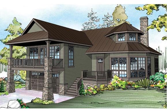 Cape Cod, Contemporary, Country, European, Tudor House Plan 60933 with 1 Beds, 2 Baths, 1 Car Garage Elevation