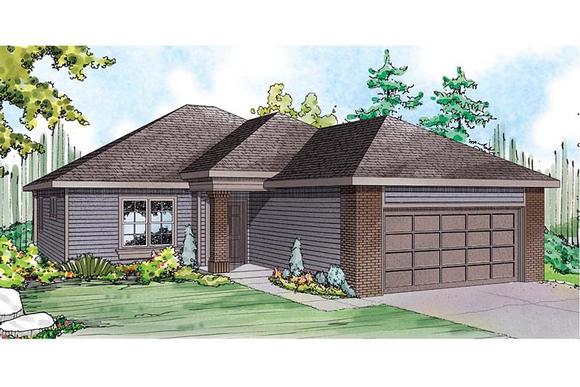 Contemporary, Country, Ranch, Traditional House Plan 60935 with 3 Beds, 2 Baths, 2 Car Garage Elevation